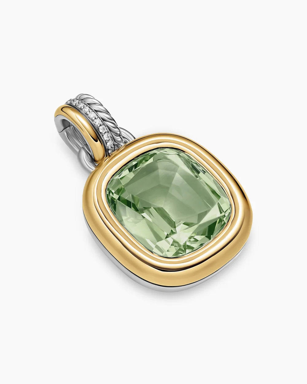DY MERCER® COLOR AMULET Sterling Silver with 18K Yellow Gold, Prasiolite and Diamonds, 17mm