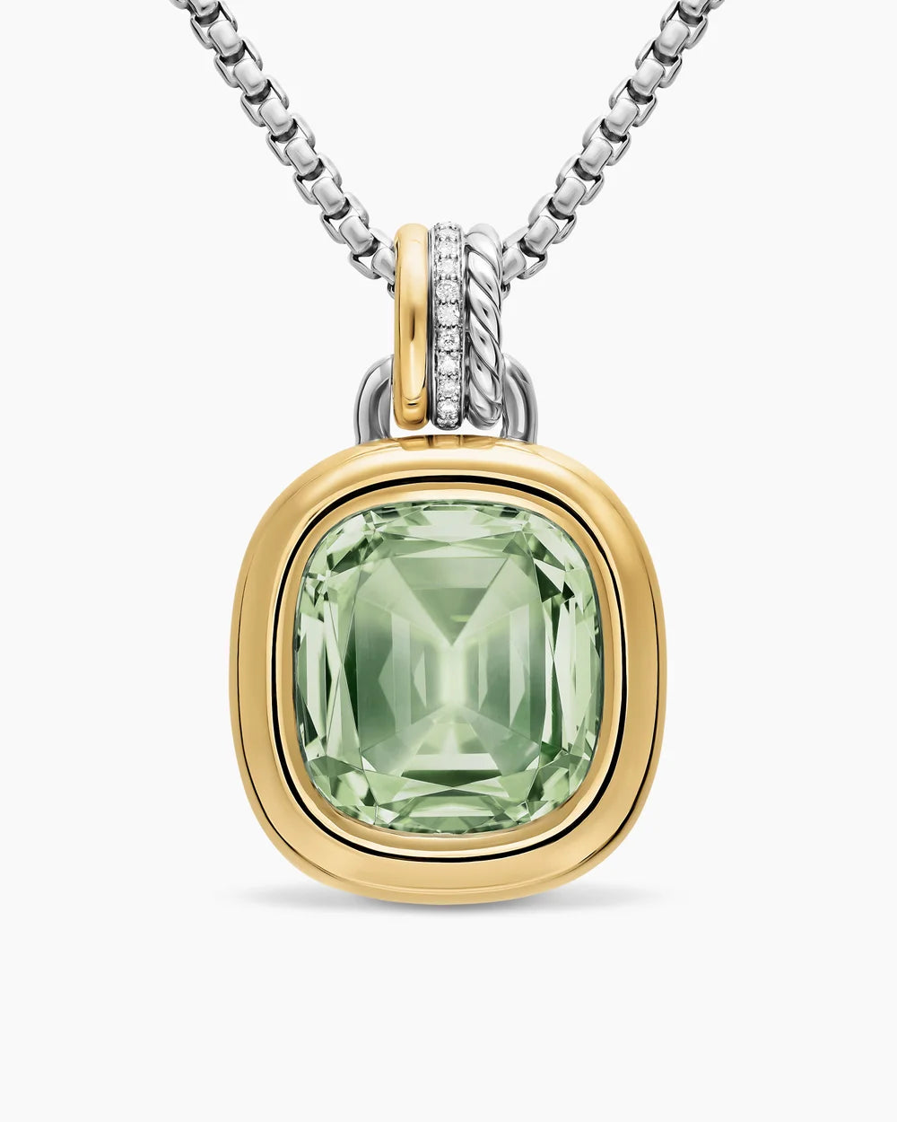 DY MERCER® COLOR AMULET Sterling Silver with 18K Yellow Gold, Prasiolite and Diamonds, 17mm