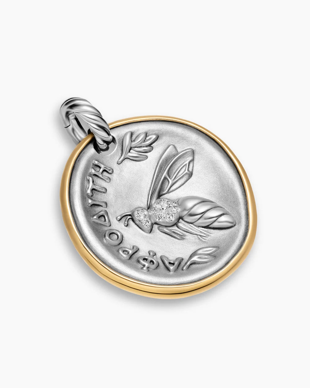 APHRODITE MEDALLION AMULET Sterling Silver with 14K Yellow Gold and Diamonds, 29.5mm