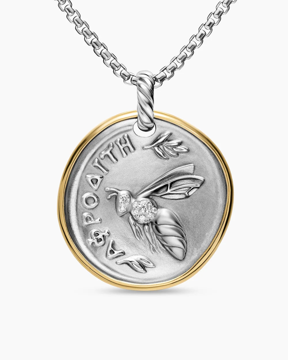 APHRODITE MEDALLION AMULET Sterling Silver with 14K Yellow Gold and Diamonds, 29.5mm