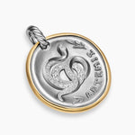 ARTEMIS MEDALLION AMULET Sterling Silver with 14K Yellow Gold and Diamonds, 29.5mm