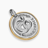 ARTEMIS MEDALLION AMULET Sterling Silver with 14K Yellow Gold and Diamonds, 29.5mm