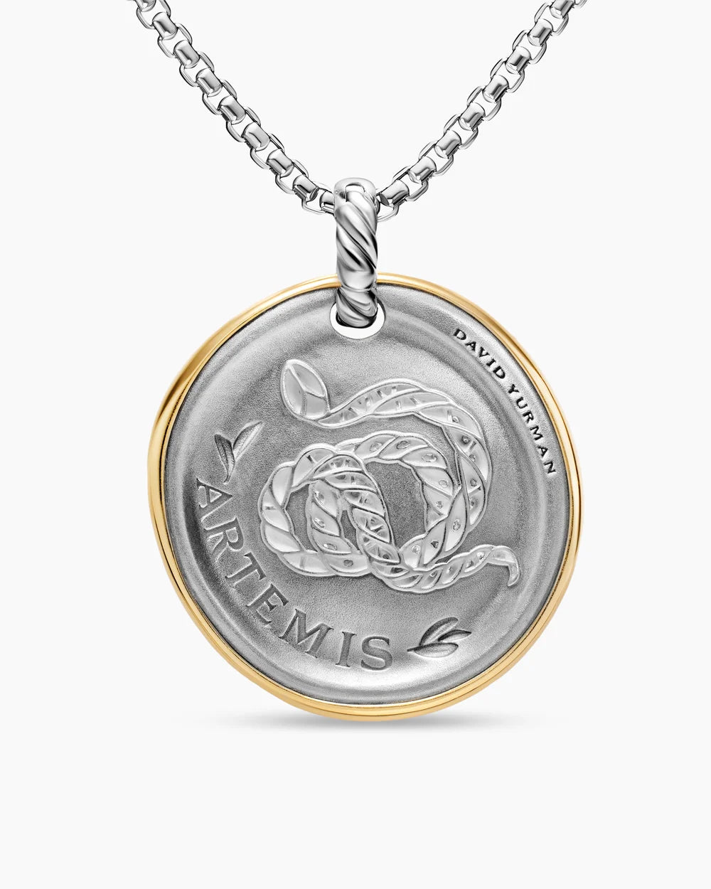 ARTEMIS MEDALLION AMULET Sterling Silver with 14K Yellow Gold and Diamonds, 29.5mm