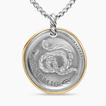 ARTEMIS MEDALLION AMULET Sterling Silver with 14K Yellow Gold and Diamonds, 29.5mm