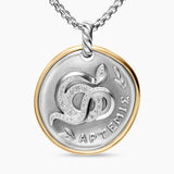 ARTEMIS MEDALLION AMULET Sterling Silver with 14K Yellow Gold and Diamonds, 29.5mm