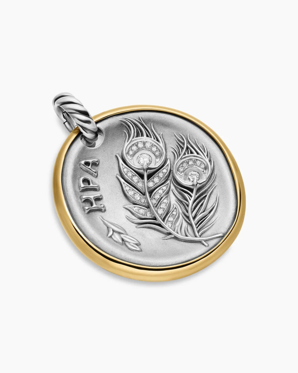 HERA MEDALLION AMULET Sterling Silver with 14K Yellow Gold and Diamonds, 29.5mm