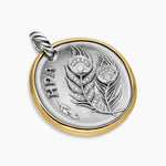 HERA MEDALLION AMULET Sterling Silver with 14K Yellow Gold and Diamonds, 29.5mm