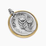 HERA MEDALLION AMULET Sterling Silver with 14K Yellow Gold and Diamonds, 29.5mm