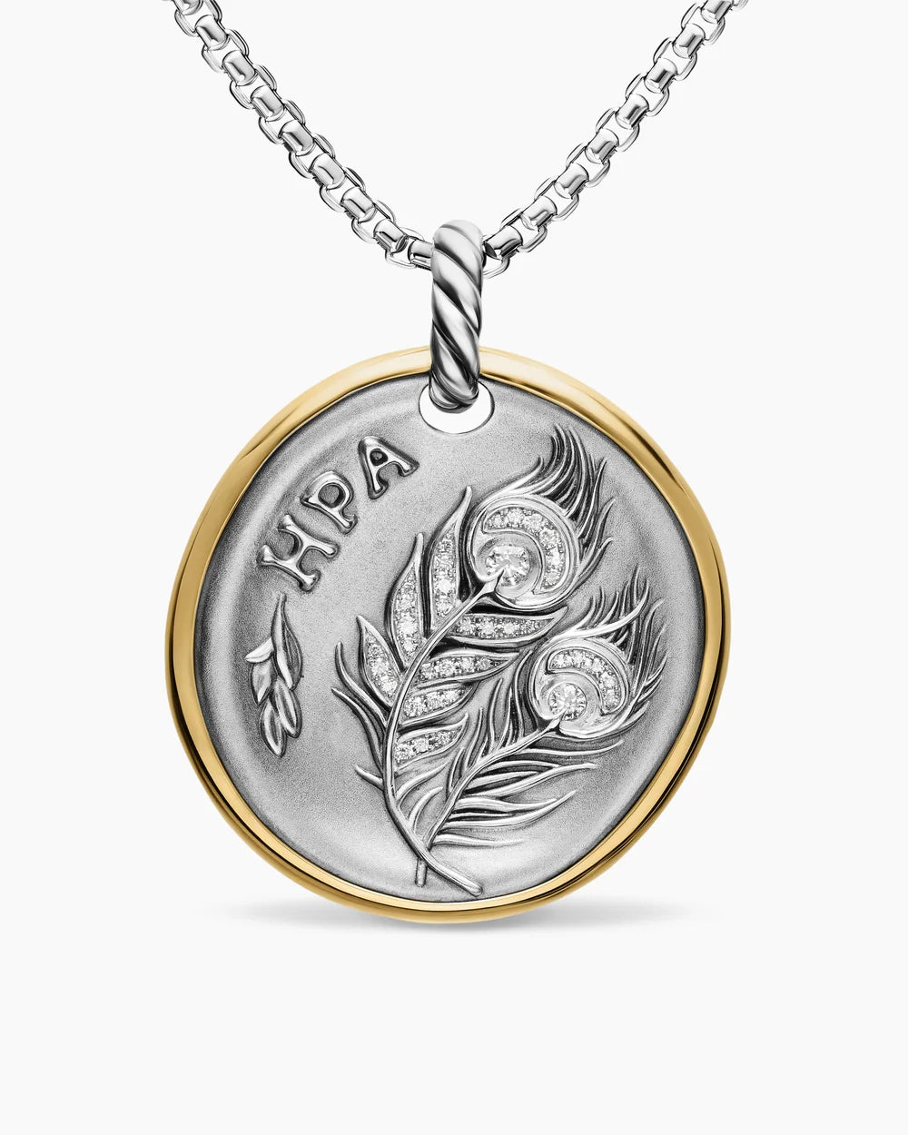 HERA MEDALLION AMULET Sterling Silver with 14K Yellow Gold and Diamonds, 29.5mm
