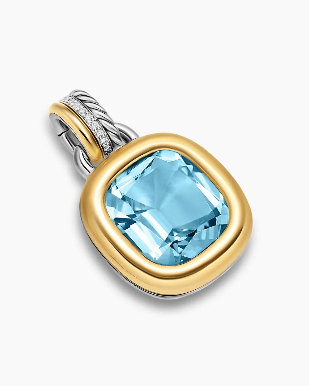 DY MERCER® COLOR AMULET Sterling Silver with 18K Yellow Gold, Sky Blue Topaz and Diamonds, 13mm