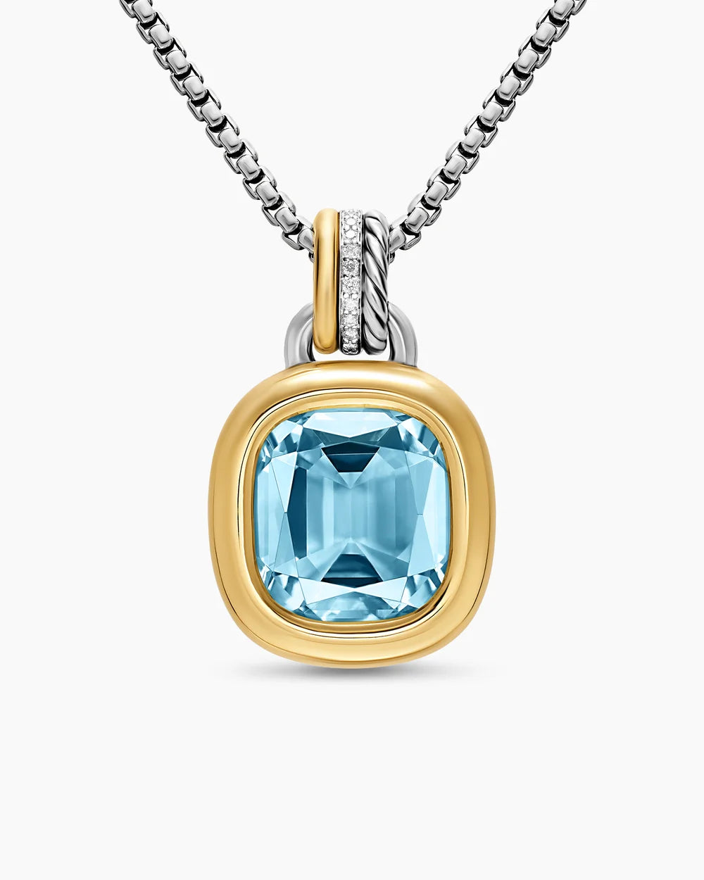 DY MERCER® COLOR AMULET Sterling Silver with 18K Yellow Gold, Sky Blue Topaz and Diamonds, 13mm