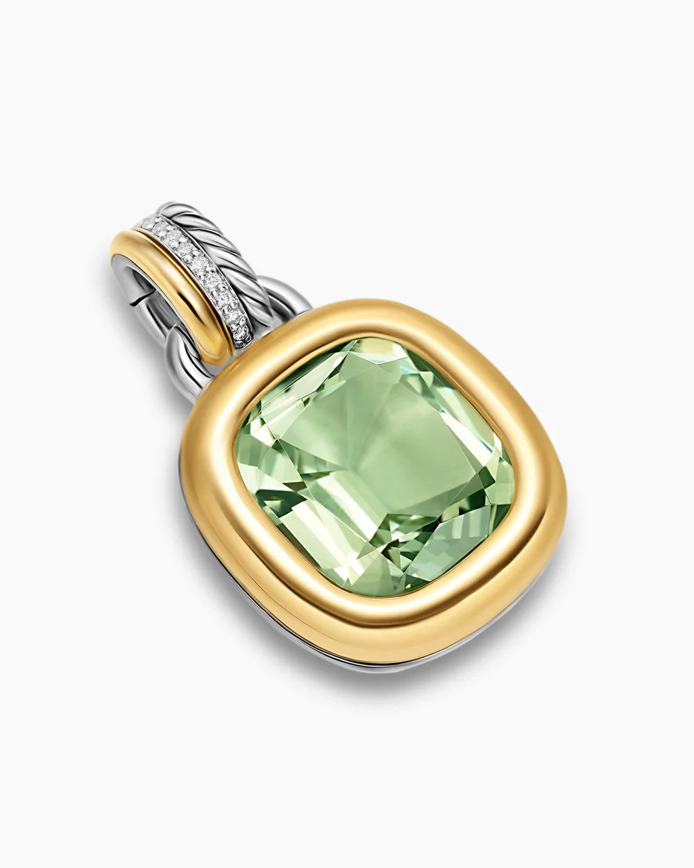 DY MERCER® COLOR AMULET Sterling Silver with 18K Yellow Gold, Prasiolite and Diamonds, 13mm