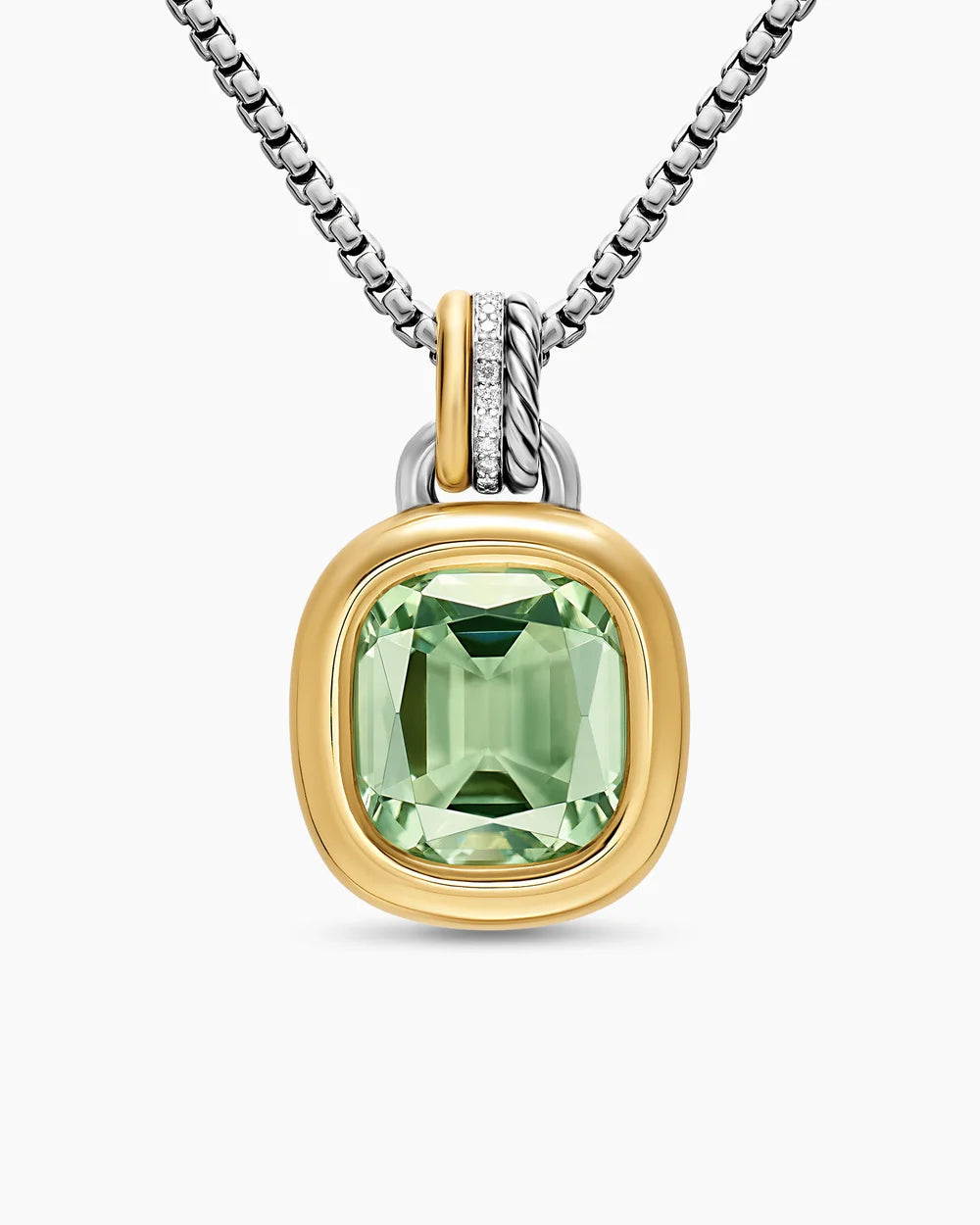 DY MERCER® COLOR AMULET Sterling Silver with 18K Yellow Gold, Prasiolite and Diamonds, 13mm