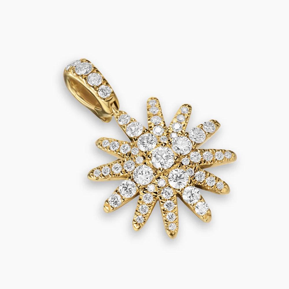 PAVÉ STARBURST AMULET 18K Yellow Gold with Diamonds, 15mm