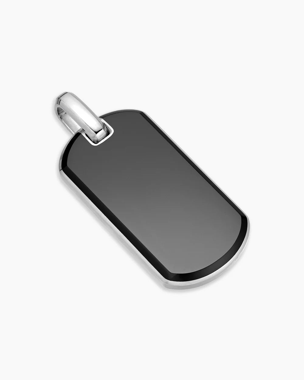 Chevron Tag in Sterling Silver with Black Onyx, 42mm