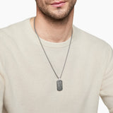 Chevron Tag in Sterling Silver with Meteorite, 35mm