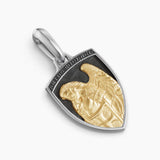 ST. MICHAEL AMULET Sterling Silver with 14K Yellow Gold, 26mm