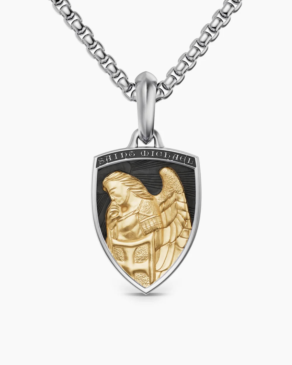 ST. MICHAEL AMULET Sterling Silver with 14K Yellow Gold, 26mm