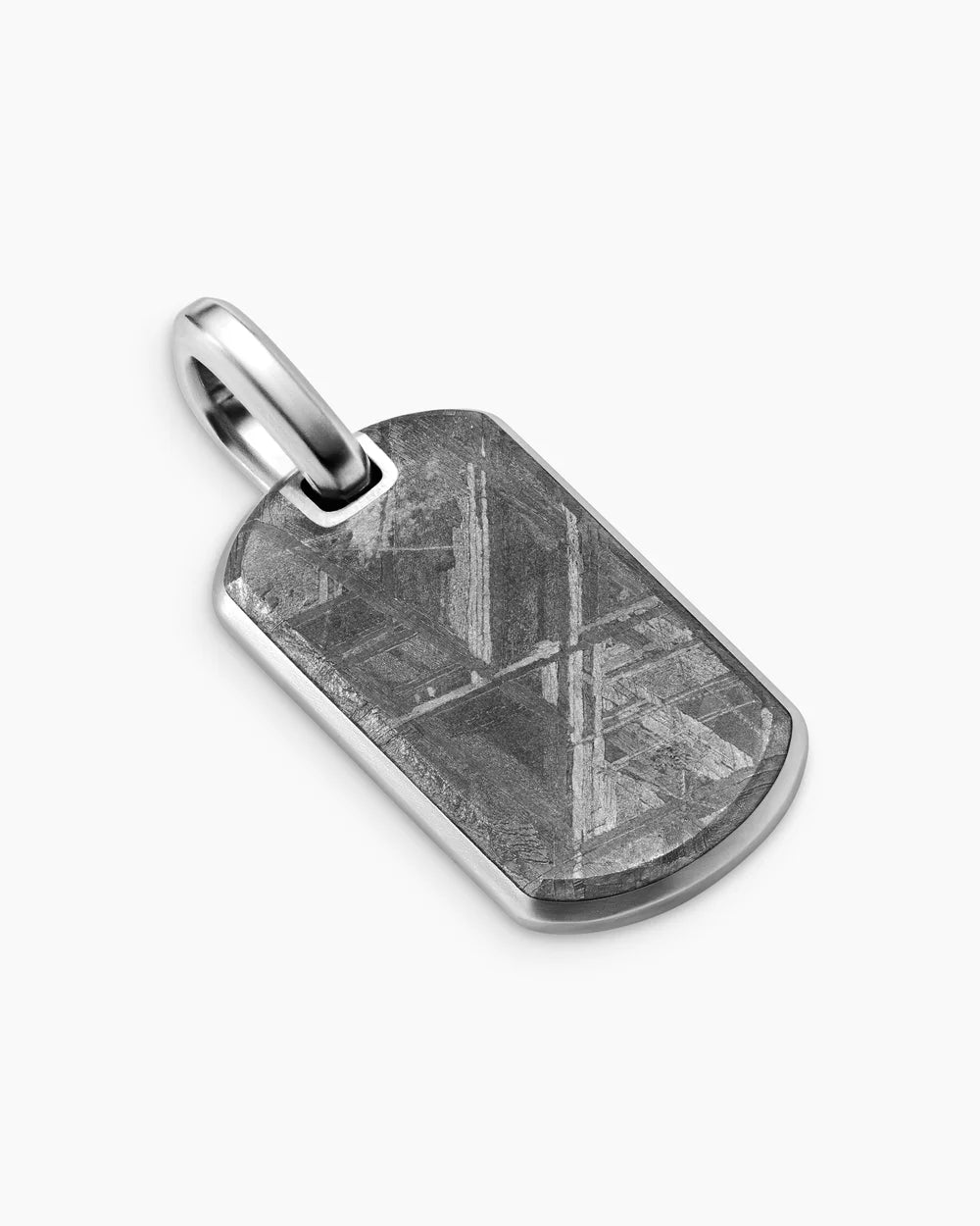 CHEVRON TAG Sterling Silver with Meteorite, 27mm