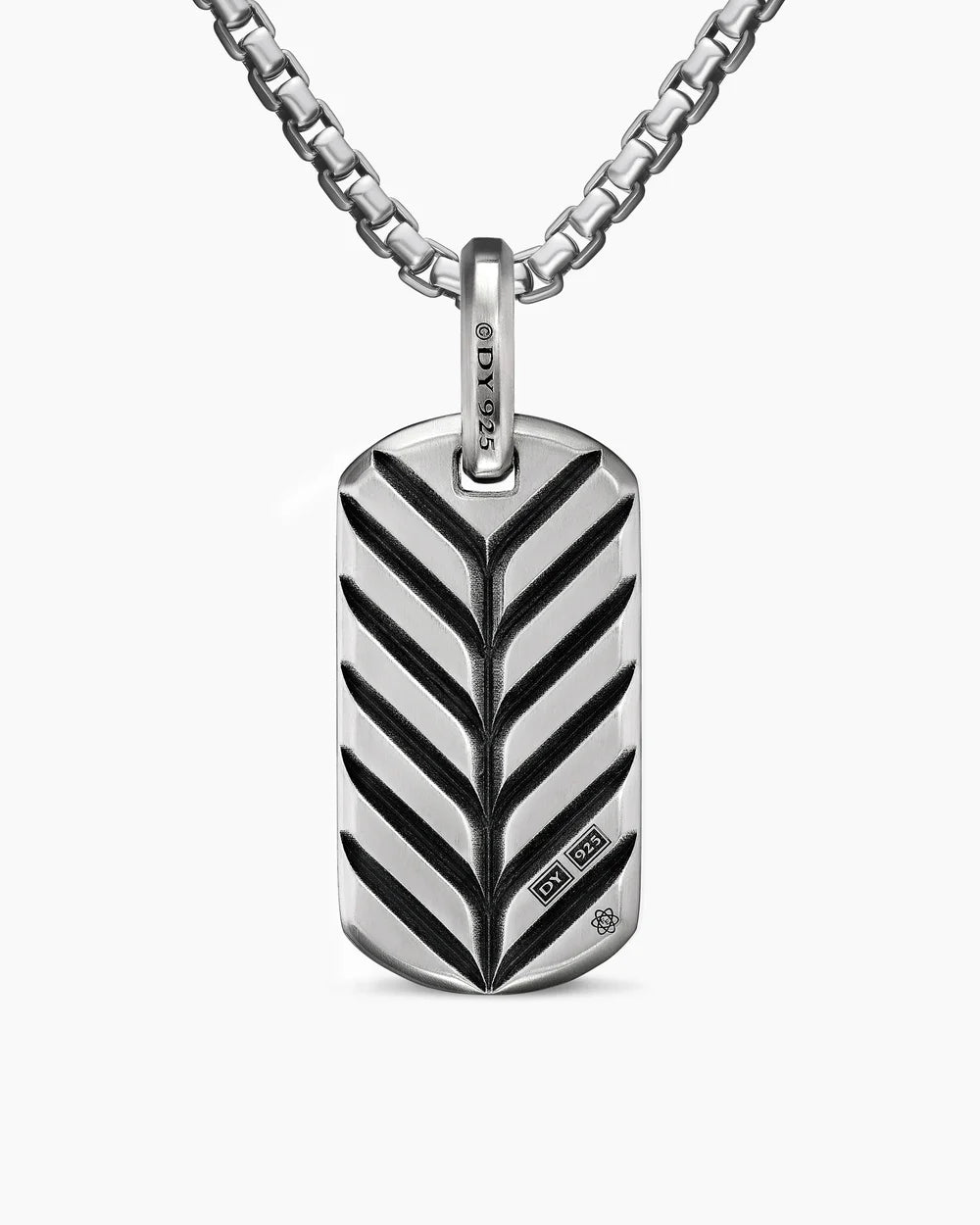 CHEVRON TAG Sterling Silver with Meteorite, 27mm
