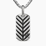 CHEVRON TAG Sterling Silver with Meteorite, 27mm