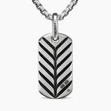 CHEVRON TAG Sterling Silver with Meteorite, 27mm