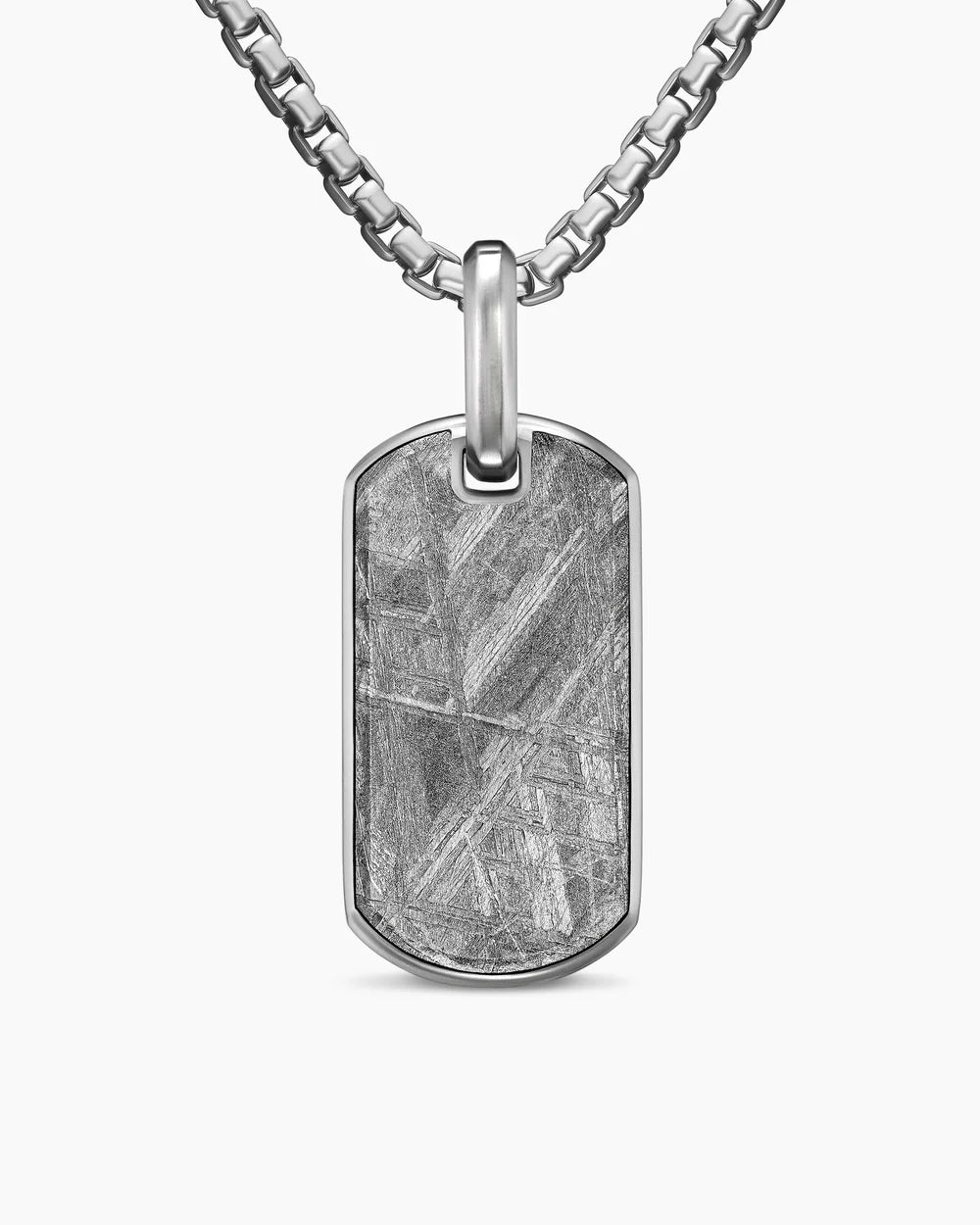 CHEVRON TAG Sterling Silver with Meteorite, 27mm