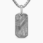 CHEVRON TAG Sterling Silver with Meteorite, 27mm