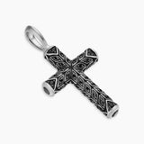 CHEVRON CROSS PENDANT Sterling Silver with Black Diamonds, 36mm