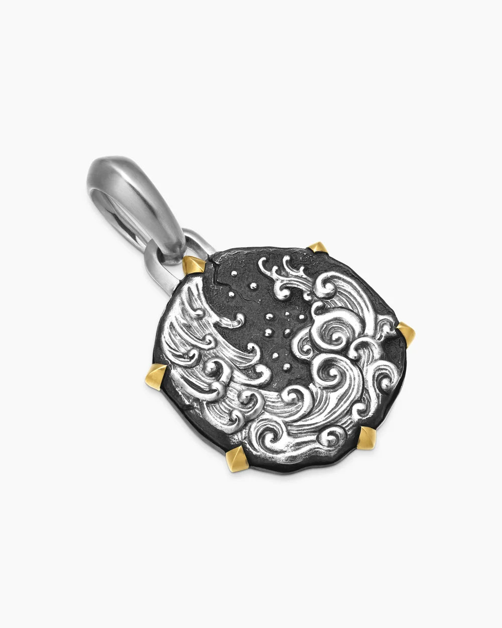 Aquarius Amulet Sterling Silver with 18K Yellow Gold, 23mm