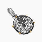 Aquarius Amulet Sterling Silver with 18K Yellow Gold, 23mm