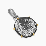 Aquarius Amulet Sterling Silver with 18K Yellow Gold, 23mm