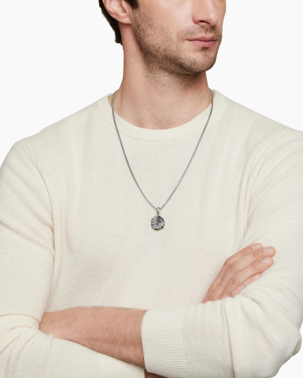 Aquarius Amulet Sterling Silver with 18K Yellow Gold, 23mm