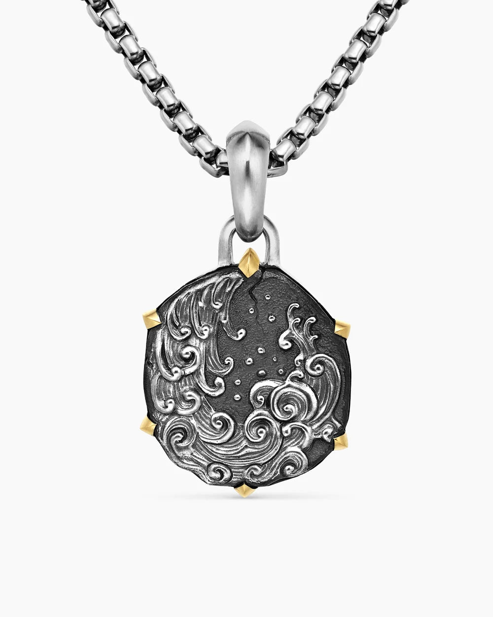 Aquarius Amulet Sterling Silver with 18K Yellow Gold, 23mm