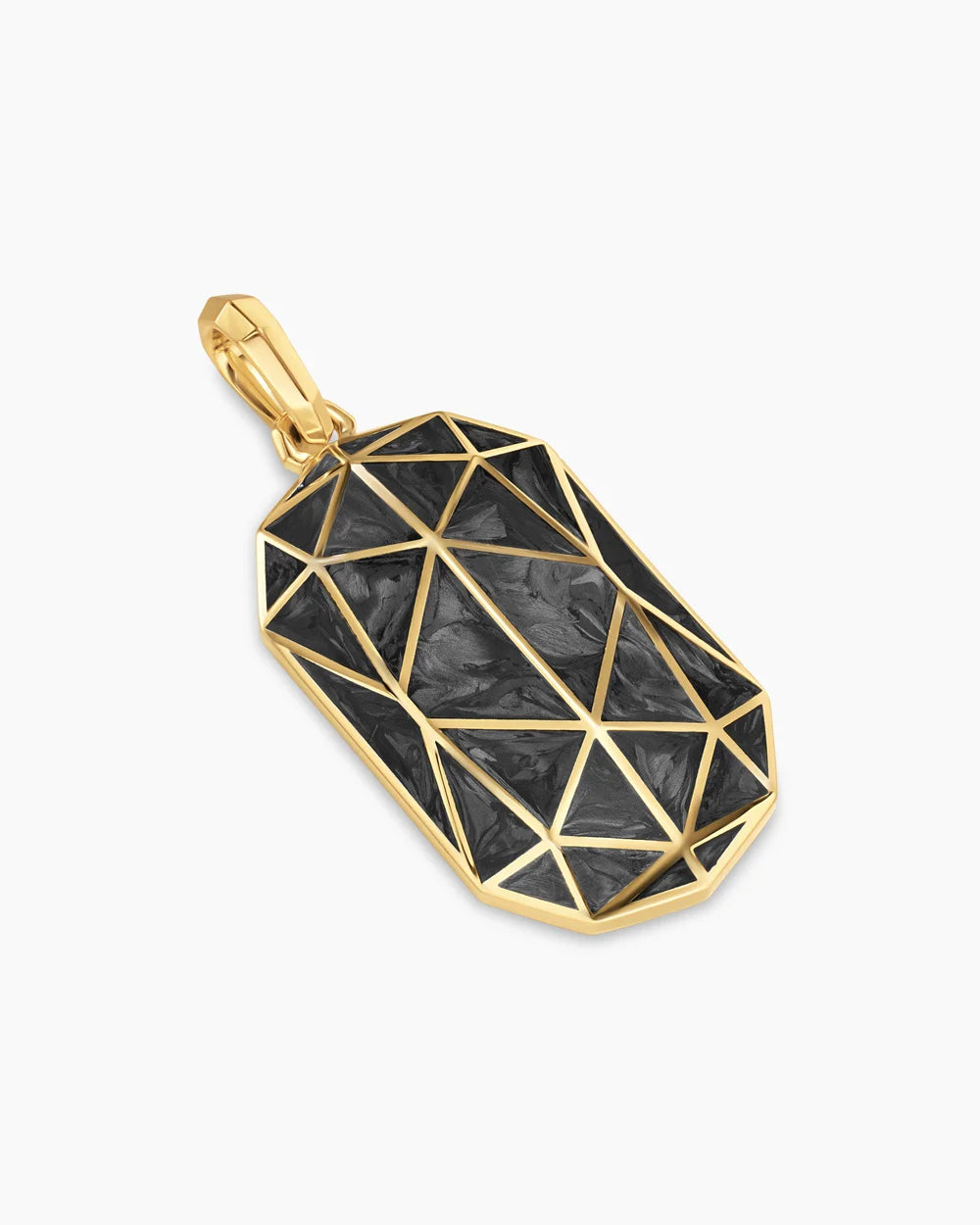Faceted Amulet 18K Yellow Gold with Forged Carbon, 36.3mm