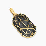 Faceted Amulet 18K Yellow Gold with Forged Carbon, 36.3mm