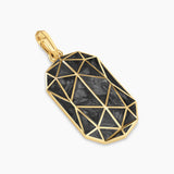 Faceted Amulet 18K Yellow Gold with Forged Carbon, 36.3mm