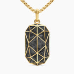 Faceted Amulet 18K Yellow Gold with Forged Carbon, 36.3mm