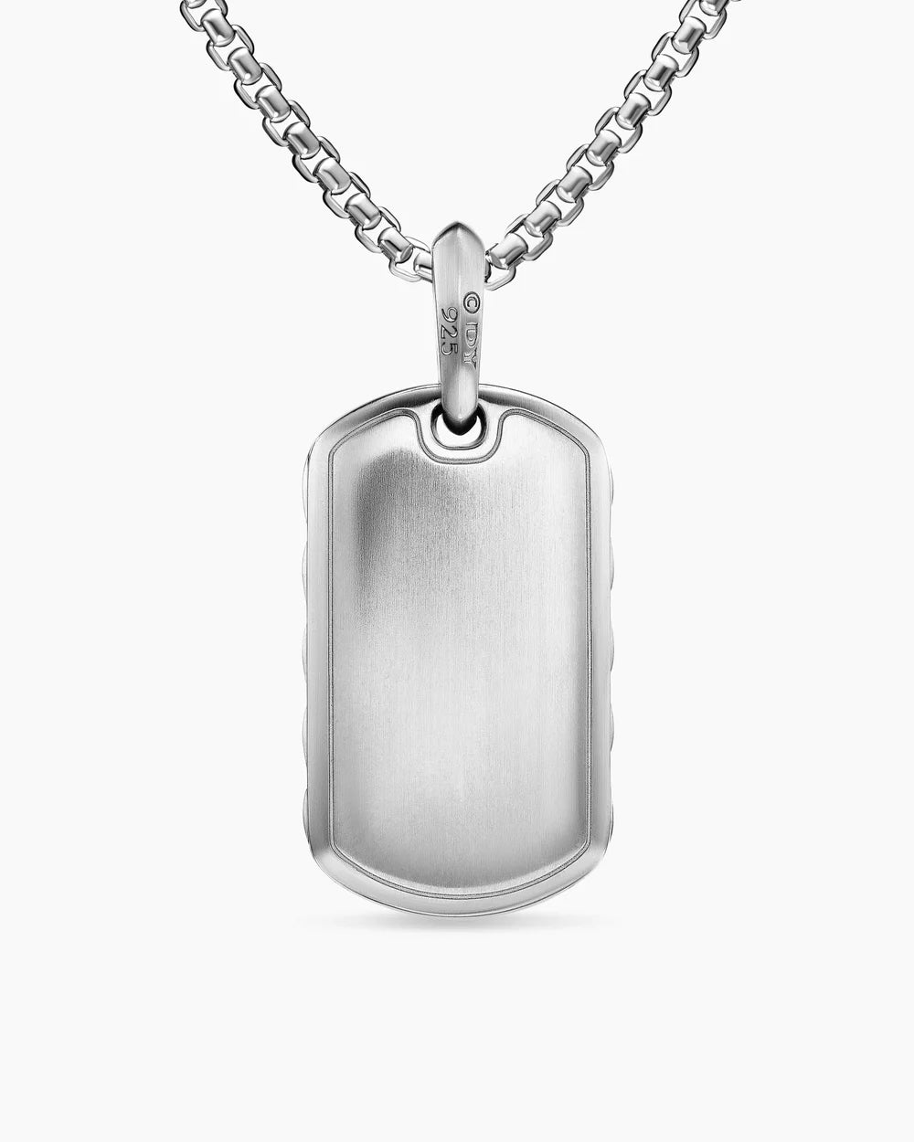 Sculpted Cable Tag Sterling Silver with Diamonds, 27mm