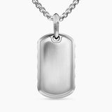 Sculpted Cable Tag Sterling Silver with Diamonds, 27mm