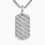 Sculpted Cable Tag Sterling Silver with Diamonds, 27mm