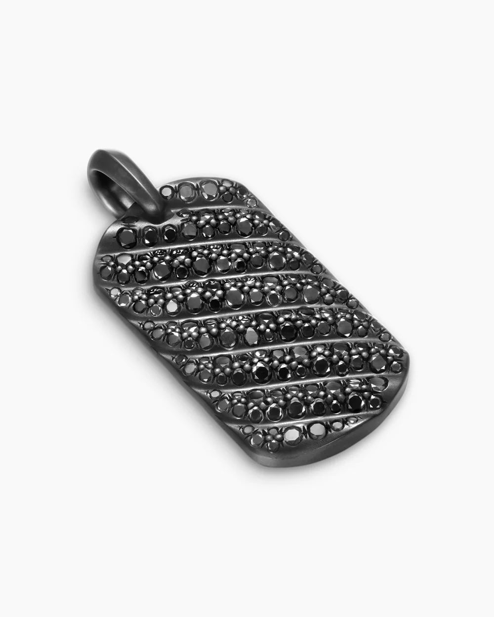 Sculpted Cable Tag Black Titanium with Black Diamonds, 35mm