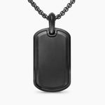 Sculpted Cable Tag Black Titanium with Black Diamonds, 35mm