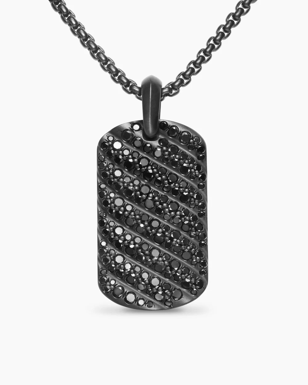 Sculpted Cable Tag Black Titanium with Black Diamonds, 35mm
