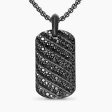 Sculpted Cable Tag Black Titanium with Black Diamonds, 35mm