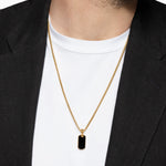 Chevron Tag in 18K Yellow Gold with Black Onyx, 21mm