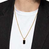 Chevron Tag in 18K Yellow Gold with Black Onyx, 21mm