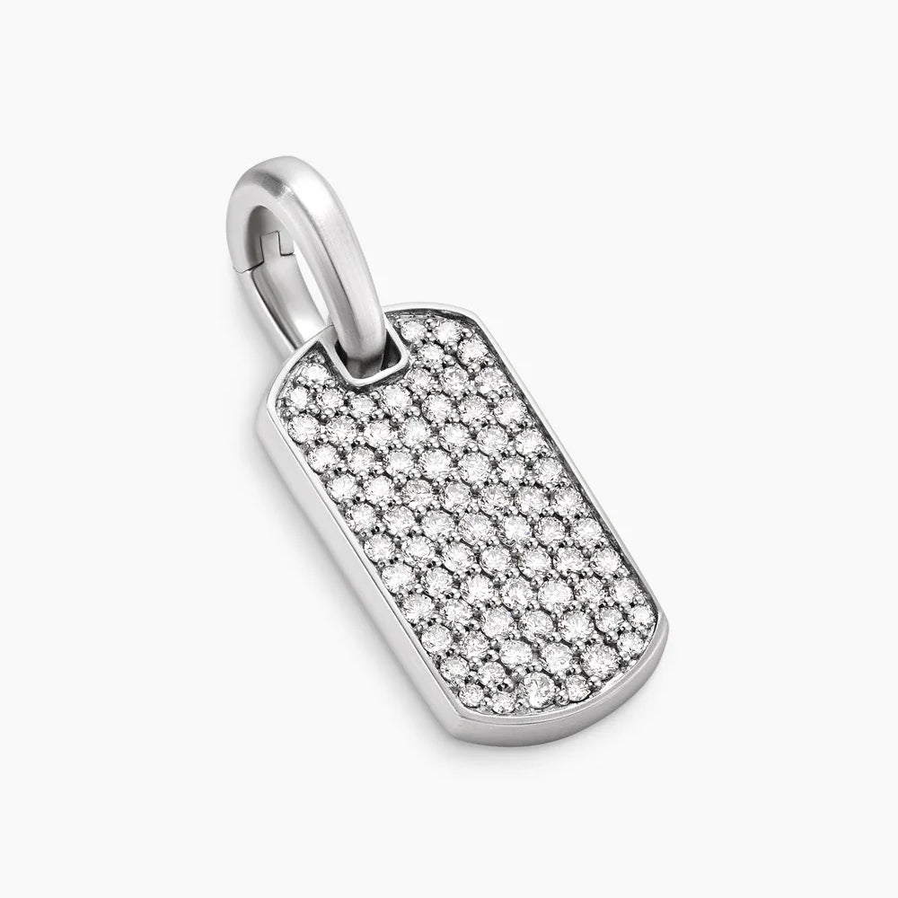 CHEVRON TAG Sterling Silver with Diamonds, 21mm