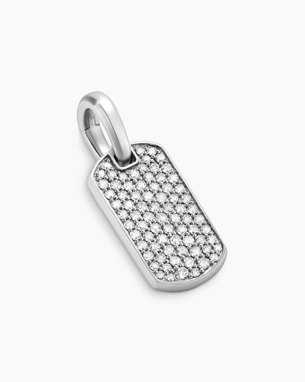 CHEVRON TAG Sterling Silver with Diamonds, 21mm