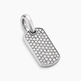 CHEVRON TAG Sterling Silver with Diamonds, 21mm
